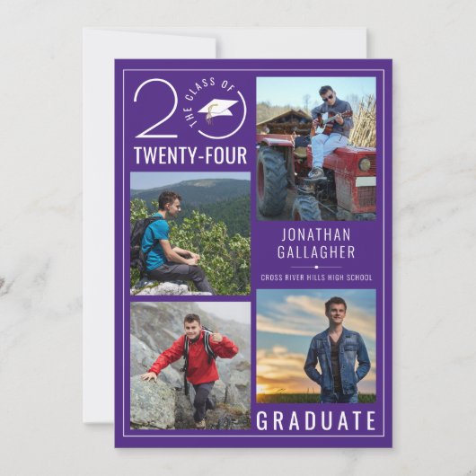 Moderner Lila Abschluss 4 Foto Ankündigung (Vorderseite)