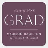 Moderner Lila Abschluss Quadratischer Aufkleber (Vorderseite)