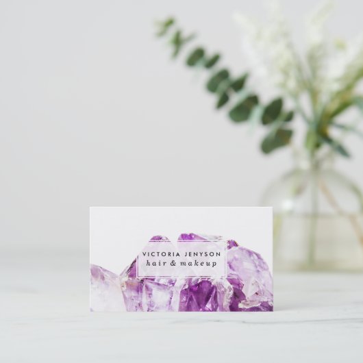 Moderner lila Amethyststein Visitenkarte (Stehend Vorderseite)
