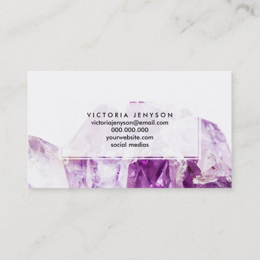 Moderner lila Amethyststein Visitenkarte (Rückseite)