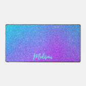 Moderner Lila Aquamariner Blue Glitzer Ombre Perso Schreibtischunterlage (Vorderseite)