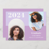 Moderner Lila Arch Foto Abschluss Einladung (Vorne/Hinten)