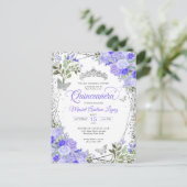 Moderner Lila Blumenglam Silver Tiara Quinceañera Postkarte (Stehend Vorderseite)