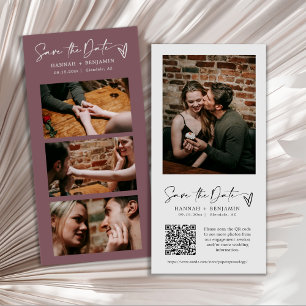 Moderner Lila Boho Foto Stand QR Code Save The Date