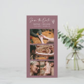 Moderner Lila Boho Foto Stand QR Code Save The Date (Stehend Vorderseite)