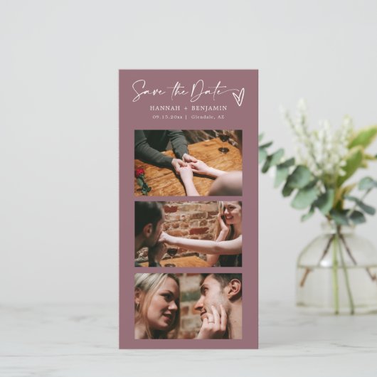 Moderner Lila Boho Foto Stand QR Code Save The Date (Stehend Vorderseite)
