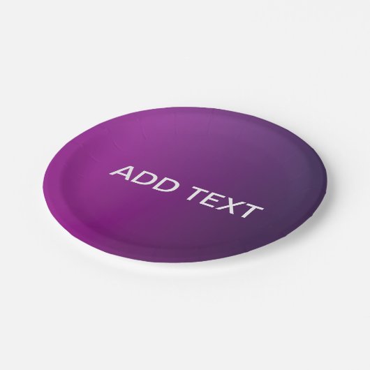 Moderner Lila Farbton Ombre & bearbeitbarer Weißte Pappteller (Schrägansicht)