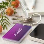 Moderner Lila Farbton Ombre & bearbeitbarer Weißte Schlüsselanhänger (Vorderseite rechts)