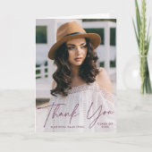 Moderner Lila Foto Abschluss Dankeskarte (Vorderseite)