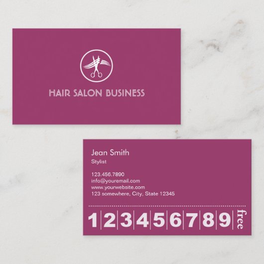 Moderner Lila Friseursalon Schönheitssalon Treuekarte (Vorne/Hinten)