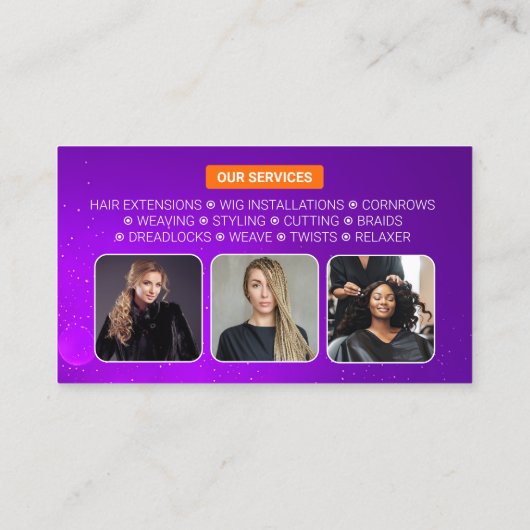 Moderner Lila FriseurStylist Schönheitssalon Frisö Visitenkarte (Rückseite)