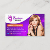 Moderner Lila FriseurStylist Schönheitssalon Frisö Visitenkarte (Vorderseite)