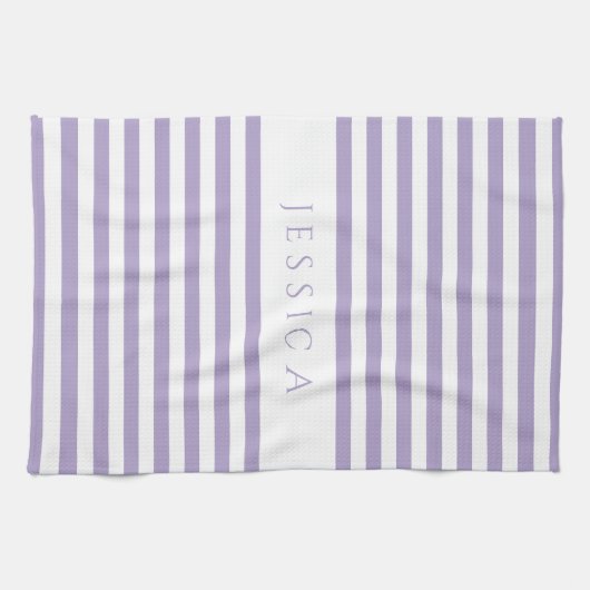 Moderner Lila gestreifter Mustername Geschirrtuch (Horizontal)