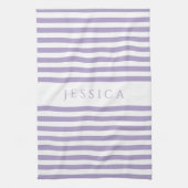 Moderner Lila gestreifter Mustername Geschirrtuch (Vertikal)