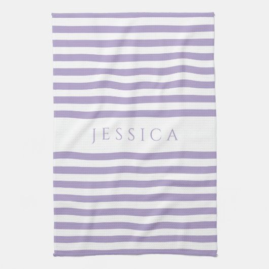 Moderner Lila gestreifter Mustername Geschirrtuch (Vertikal)