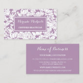 Moderner Lila, Girly zertifizierter Beautician Visitenkarte (Vorne/Hinten)