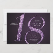 Moderner lila Glitzer, 18. Geburtstag Einladung (Vorderseite)