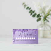 Moderner Lila Glitzer Drop Salon & Wellness-Center Visitenkarte (Stehend Vorderseite)