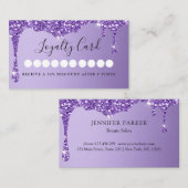 Moderner Lila Glitzer Drop Salon & Wellness-Center Visitenkarte (Vorne/Hinten)