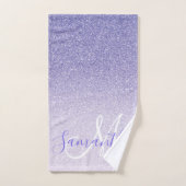 Moderner Lila Glitzer Glitzern Personalisiert Name Badhandtuch Set (Handtuch)