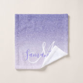 Moderner Lila Glitzer Glitzern Personalisiert Name Badhandtuch Set (Waschlappen)