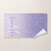 Moderner Lila Glitzer Glitzern Personalisiert Name Badhandtuch Set (Handtuch)