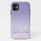 Moderner Lila Glitzer Glitzern Personalisiert Name Case-Mate iPhone Hülle (Rückseite)