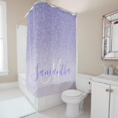 Moderner Lila Glitzer Glitzern Personalisiert Name Duschvorhang (Beispiel)