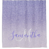 Moderner Lila Glitzer Glitzern Personalisiert Name Duschvorhang (Vorderseite)
