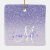Moderner Lila Glitzer Glitzern Personalisiert Name Keramikornament (Rückseite)