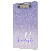 Moderner Lila Glitzer Glitzern Personalisiert Name Klemmbrett (Links)