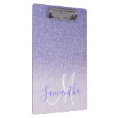 Moderner Lila Glitzer Glitzern Personalisiert Name Klemmbrett (Rechts)