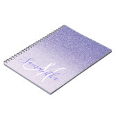 Moderner Lila Glitzer Glitzern Personalisiert Name Notizblock (Linke Seite)