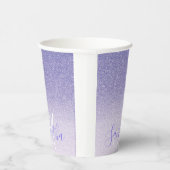 Moderner Lila Glitzer Glitzern Personalisiert Name Pappbecher (Rechts)