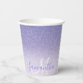 Moderner Lila Glitzer Glitzern Personalisiert Name Pappbecher (Vorderseite)