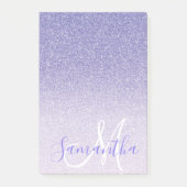 Moderner Lila Glitzer Glitzern Personalisiert Name Post-it Klebezettel (Vorderseite)