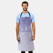 Moderner Lila Glitzer Glitzern Personalisiert Name Schürze (Getragen)
