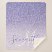 Moderner Lila Glitzer Glitzern Personalisiert Name Sherpadecke (Vorderseite)