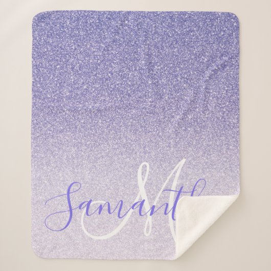 Moderner Lila Glitzer Glitzern Personalisiert Name Sherpadecke (Vorderseite)
