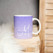 Moderner Lila Glitzer Glitzern Personalisiert Name Tasse