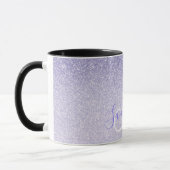 Moderner Lila Glitzer Glitzern Personalisiert Name Tasse (Links)