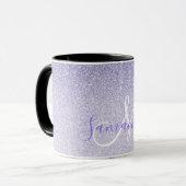 Moderner Lila Glitzer Glitzern Personalisiert Name Tasse (Vorderseite Links)
