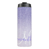 Moderner Lila Glitzer Glitzern Personalisiert Name Thermosbecher (Vorderseite)