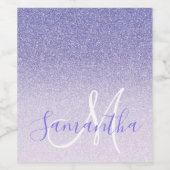 Moderner Lila Glitzer Glitzern Personalisiert Name Weinetikett (Einzelnes Label)