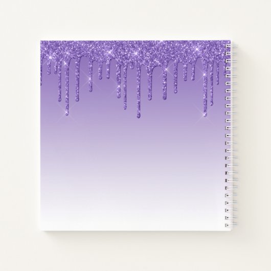 Moderner Lila Glitzer Lashes Monogram Notizblock (Rückseite)