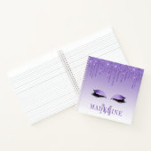 Moderner Lila Glitzer Lashes Monogram Notizblock (Innenseite)
