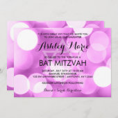 Moderner Lila Glitzer Lights Bat Mitzvah Einladung (Vorne/Hinten)