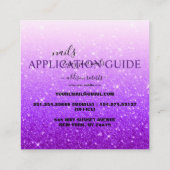 Moderner Lila Glitzer Nail Application Guide Quadratische Visitenkarte (Rückseite)