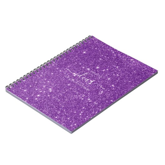 Moderner lila Glitzer Notizblock (Linke Seite)