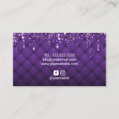 Moderner Lila Glitzer Tropfen Beauty Salon Wellnes Visitenkarte (Rückseite)
